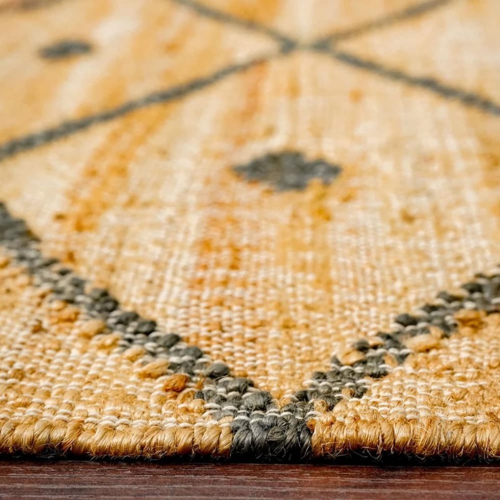 Tapis indien Kilim à diamants jaunes