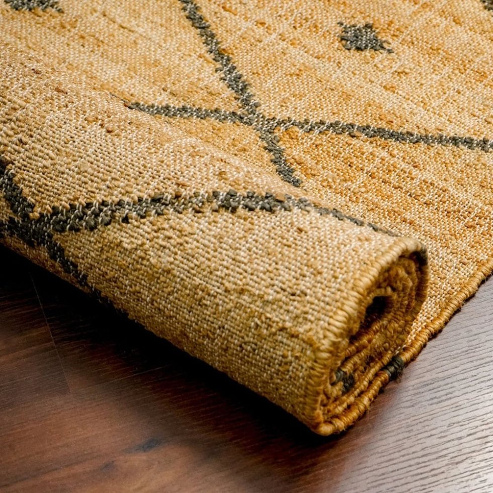 Tapis indien Kilim à diamants jaunes
