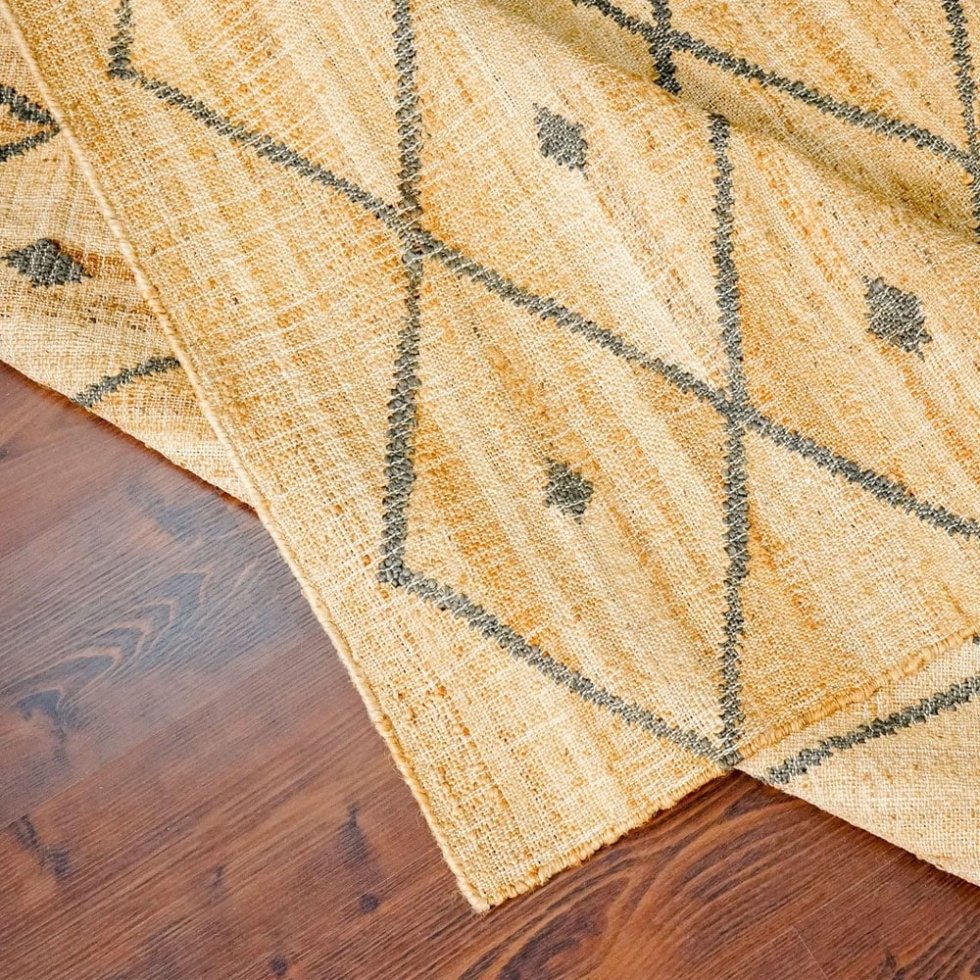 Tapis indien Kilim à diamants jaunes