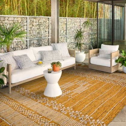 Tapis kilim indien tribal jaune