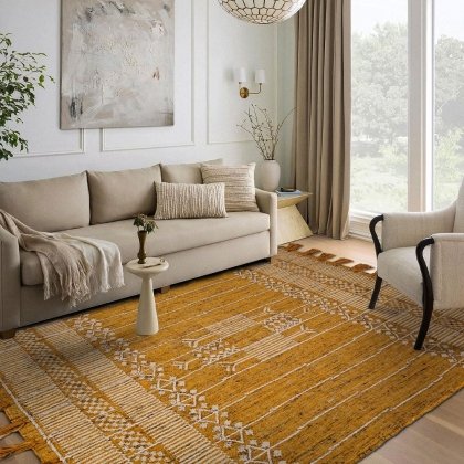 Tapis kilim indien tribal jaune