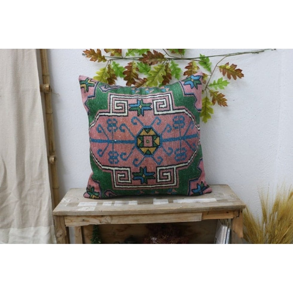 Coussin kilim vert