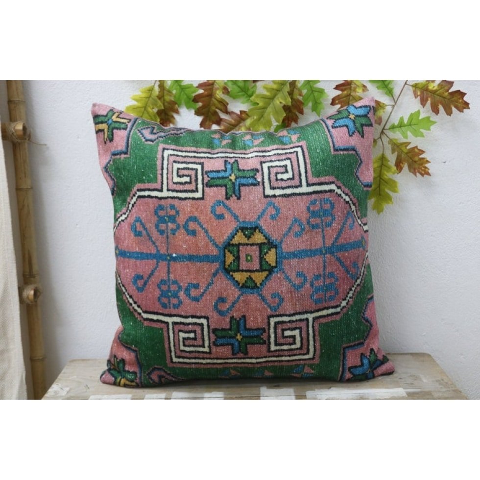 Coussin kilim vert