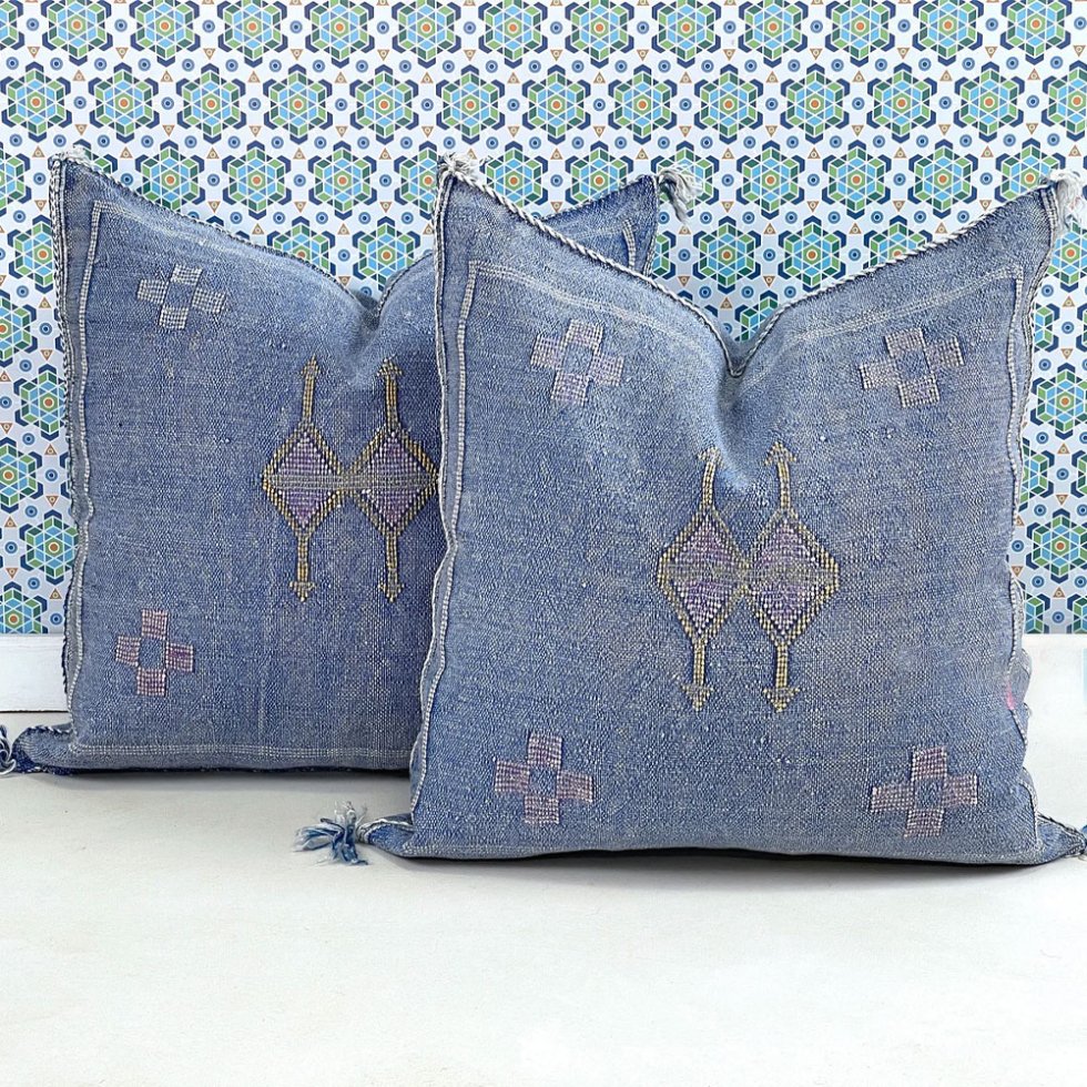 20 x 20 oreillers kilim bleu