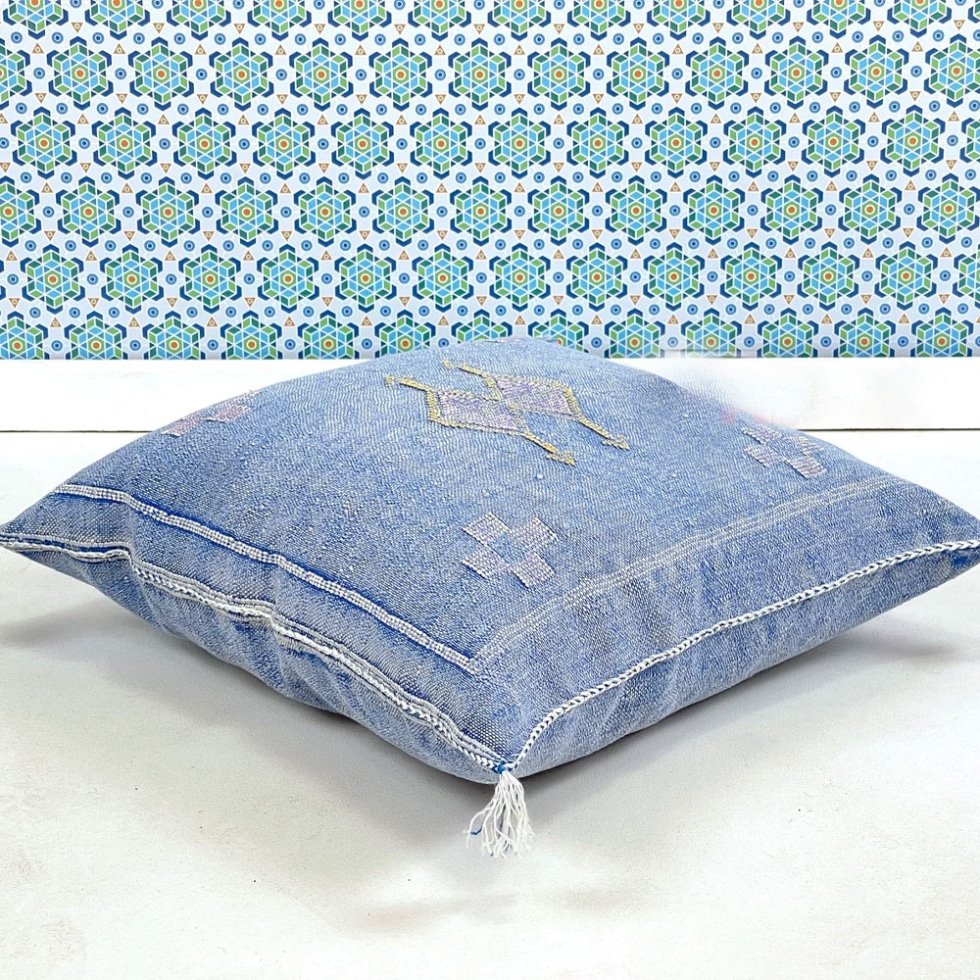 20 x 20 oreillers kilim bleu