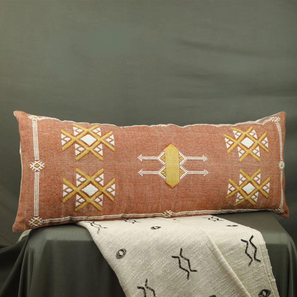Coussin lombaire kilim long orange