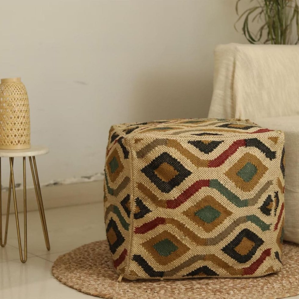 Pouf Kilim de style aztèque