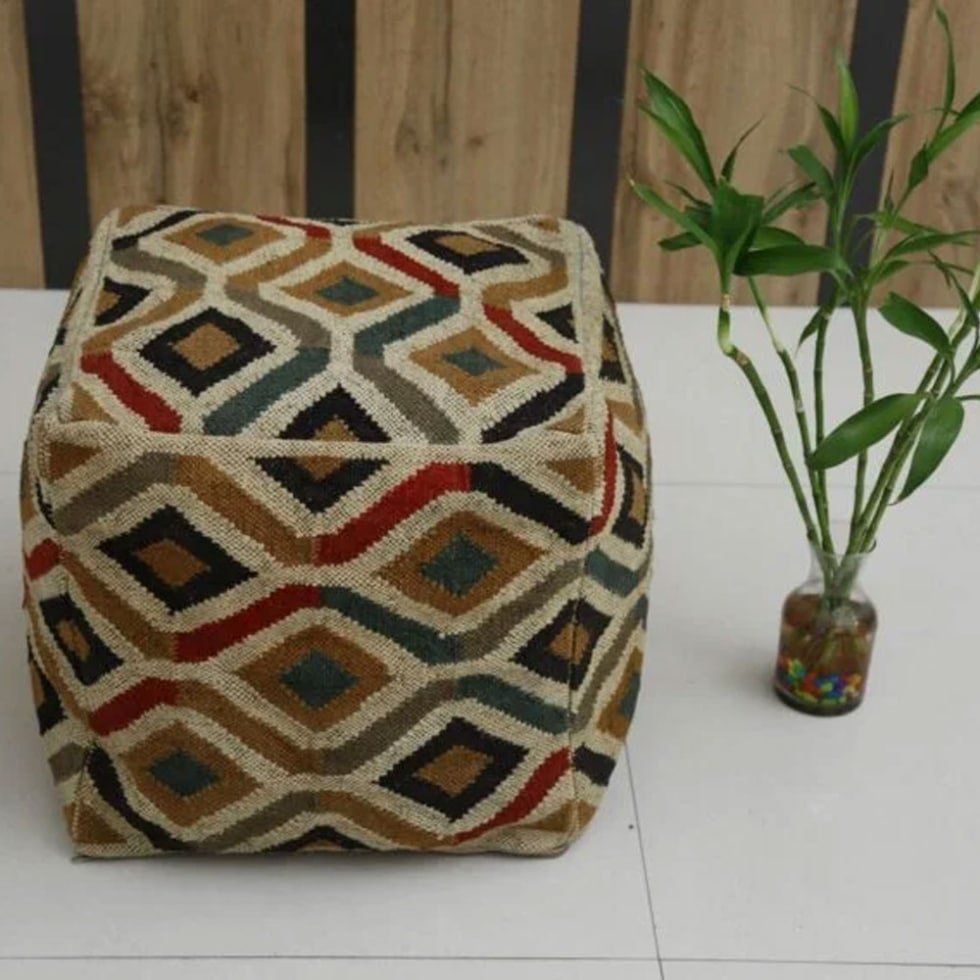 Pouf Kilim de style aztèque