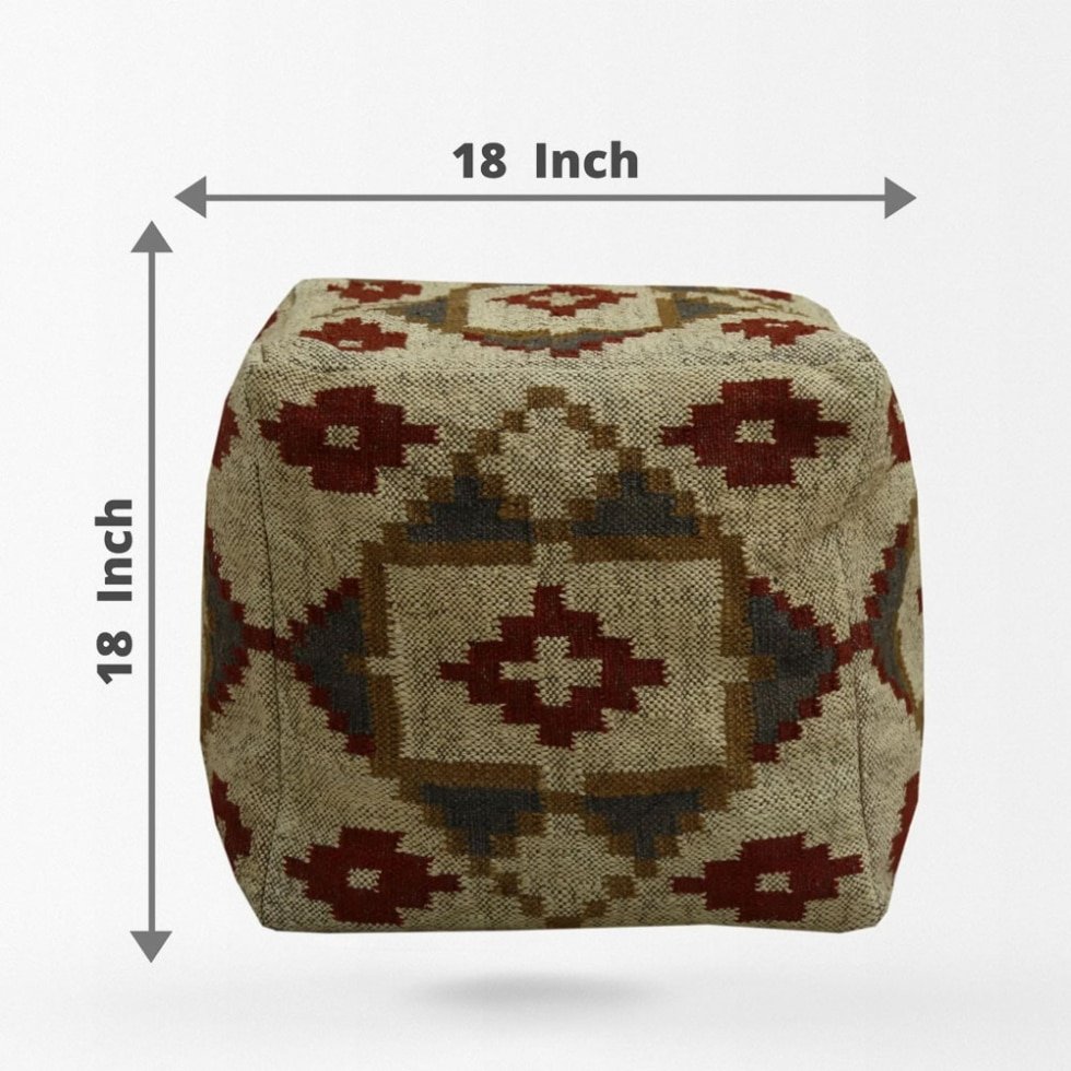 Pouf Kilim beige à motifs de diamants