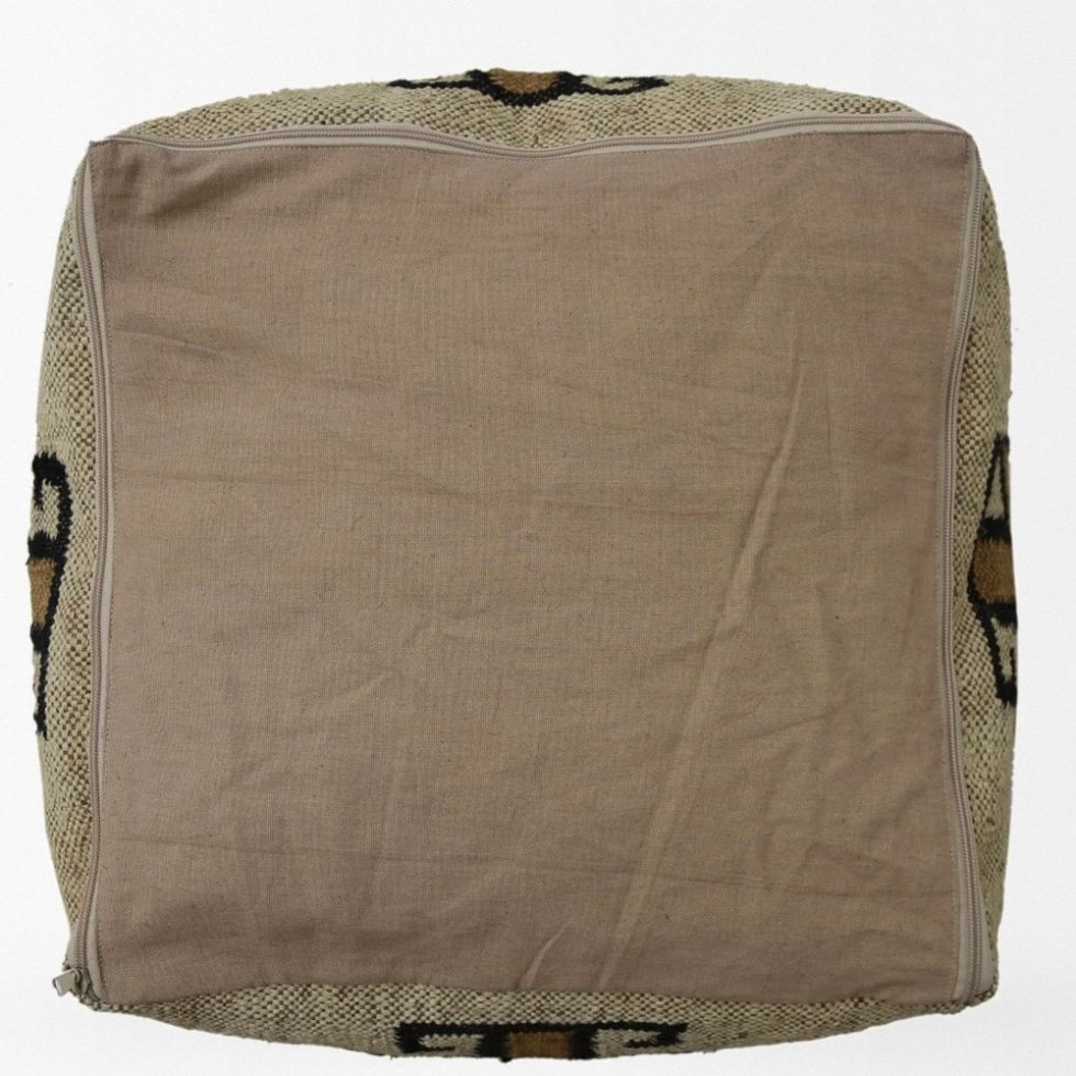 Pouf kilim en laine beige