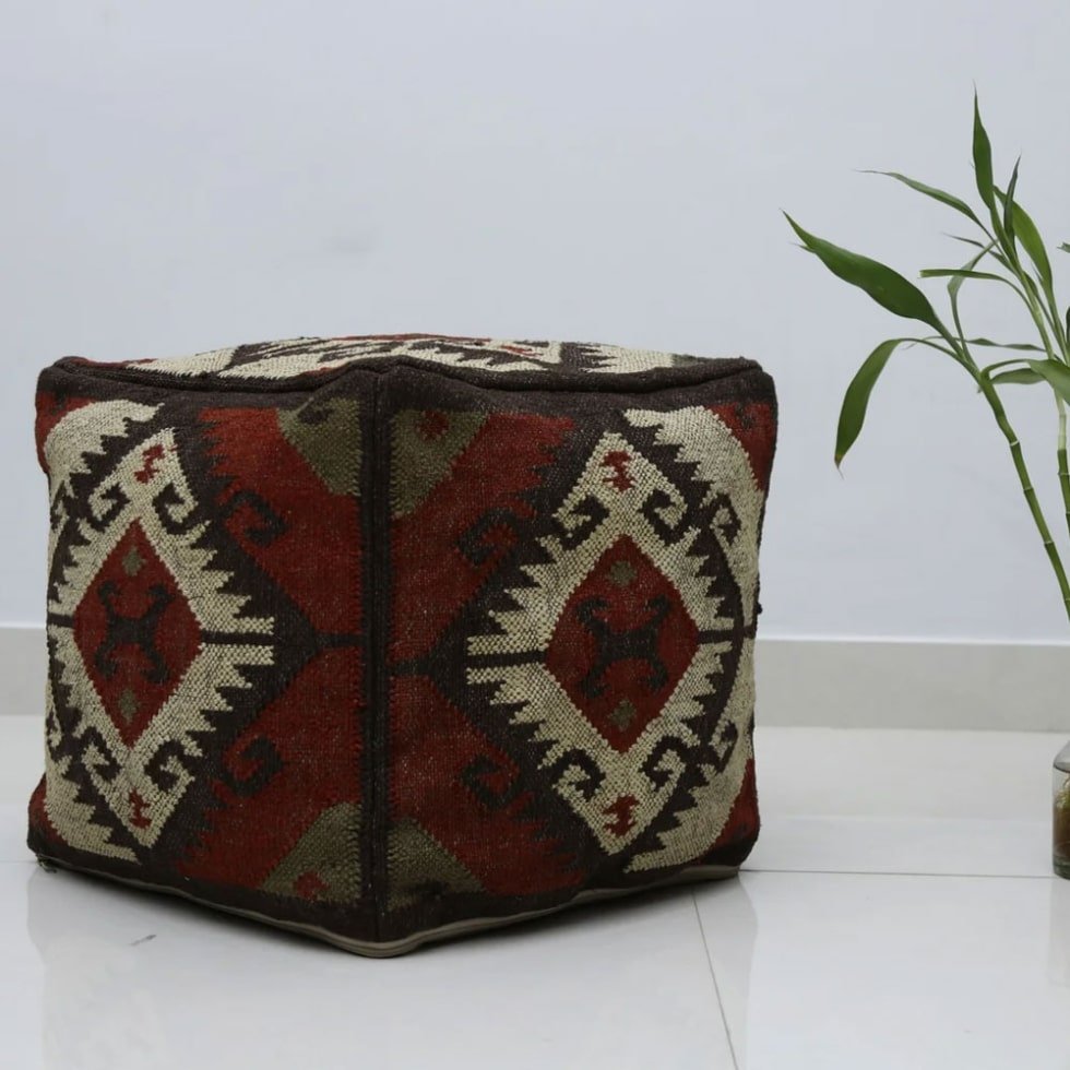 Pouf ottoman en kilim fait main