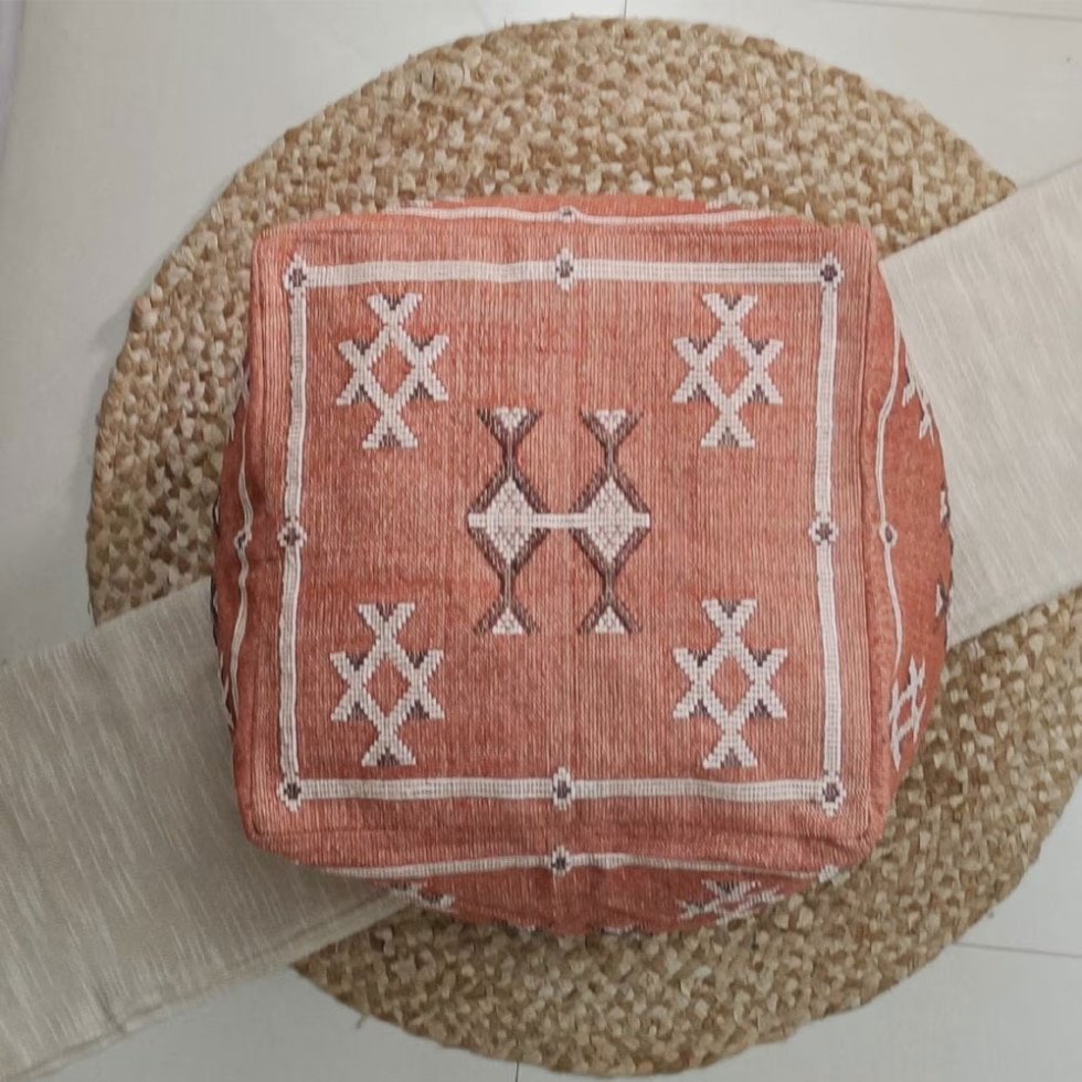 Pouf marocain Kilim rouge