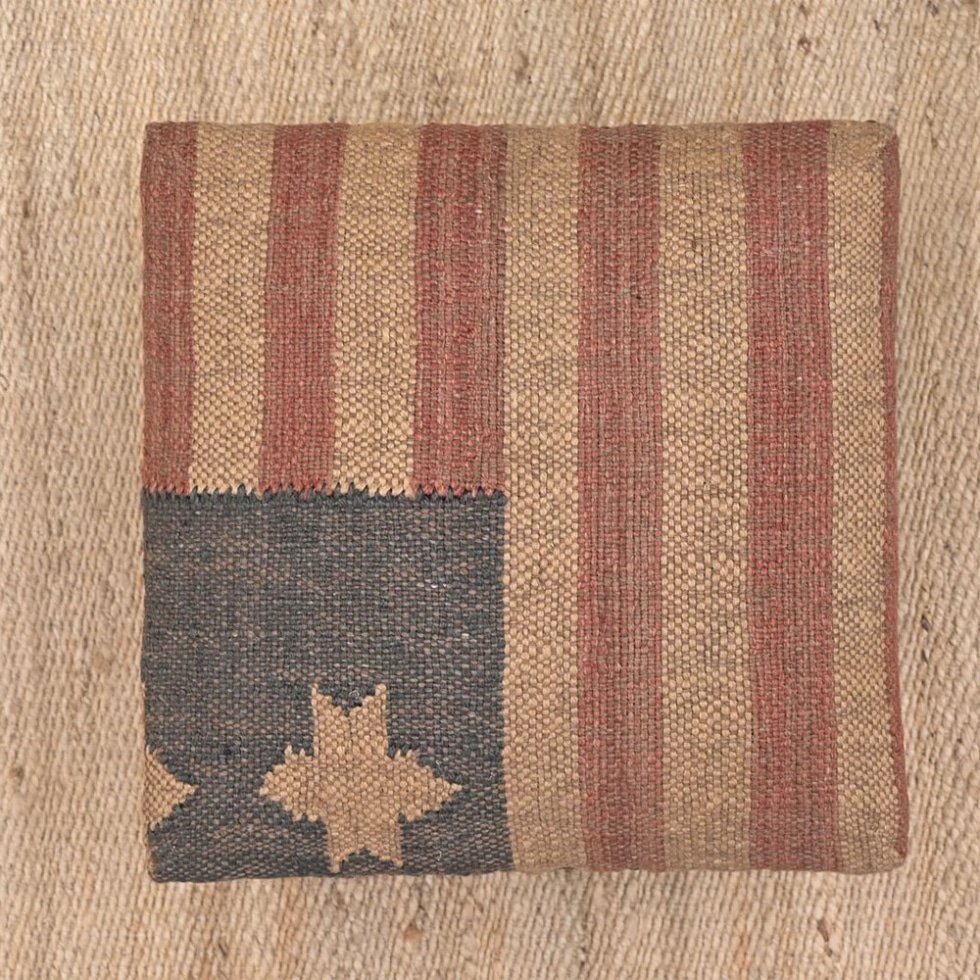 Tabouret de pied en kilim avec drapeau des États-Unis