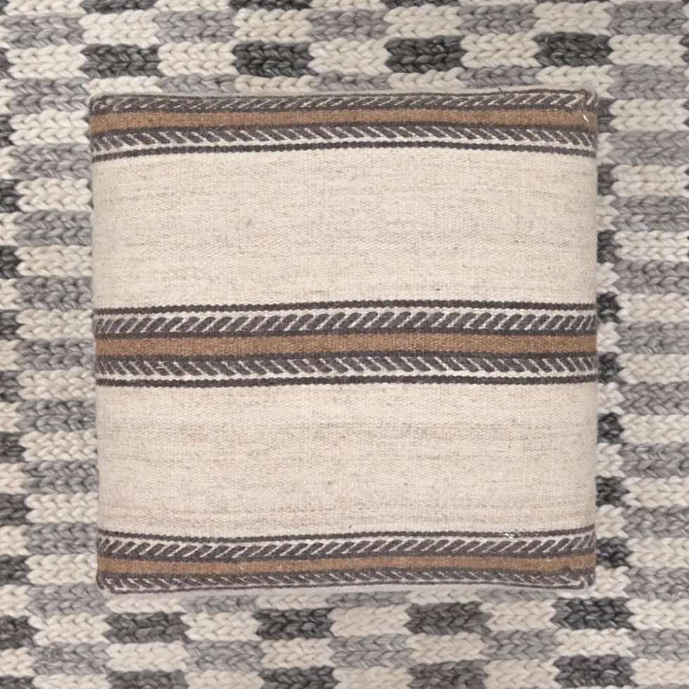 Tabouret pouf ottoman kilim carré en laine