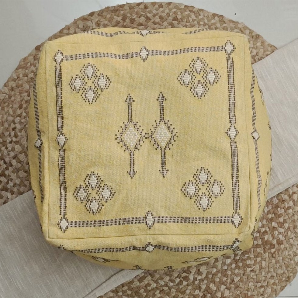 Pouf Kilim marocain jaune