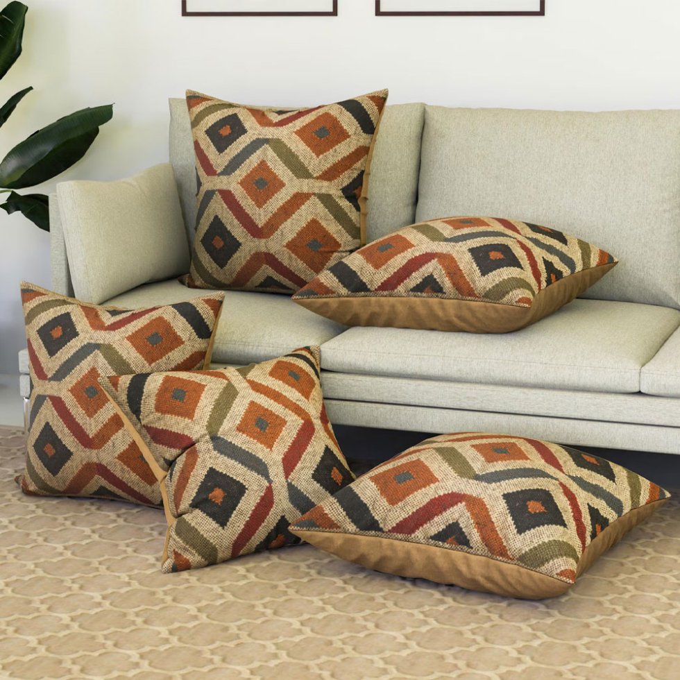 Coussins kilim en laine et jute aztèque