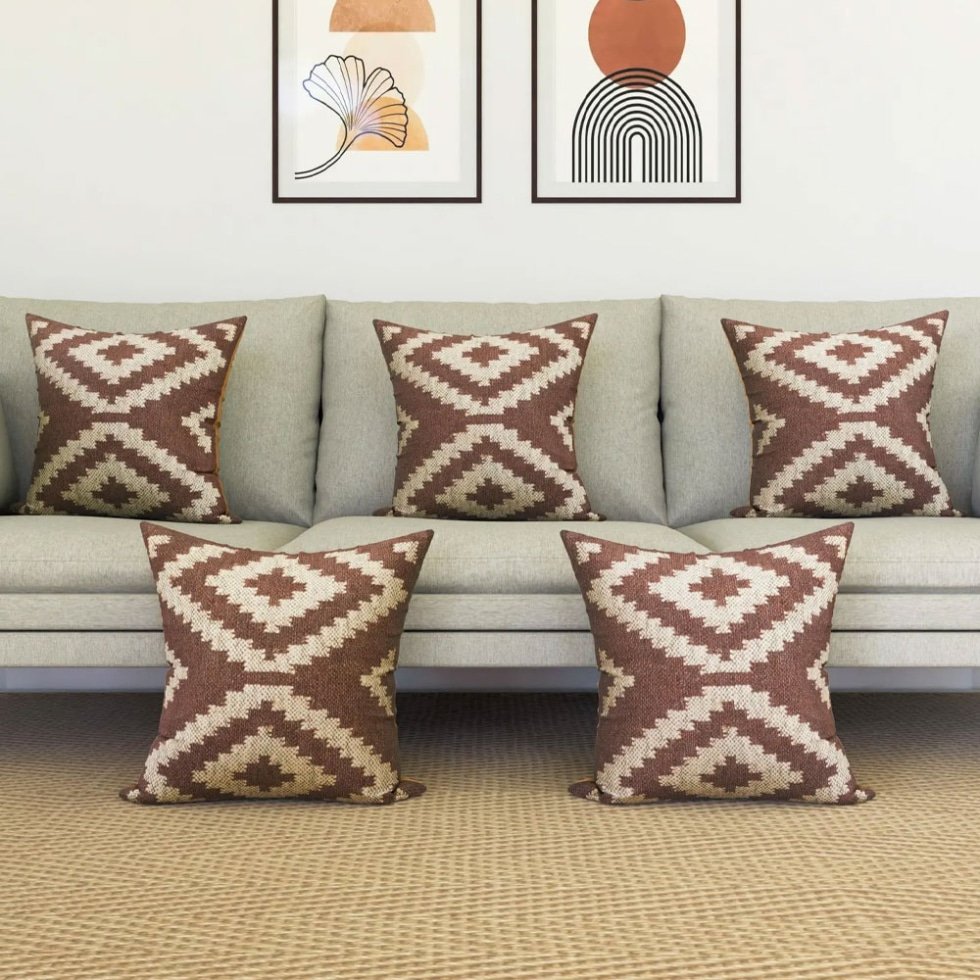 Coussins kilim en diamant marron