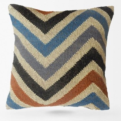 Coussins kilim en laine et jute à chevrons