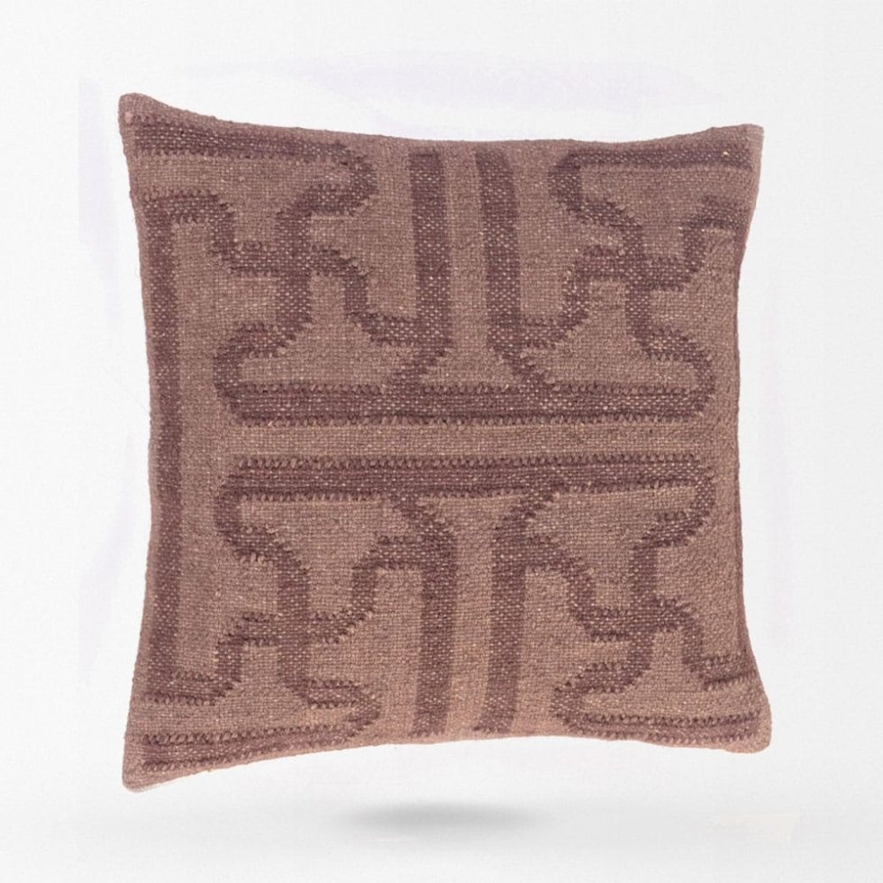 Coussins en kilim diamantés brun chocolat