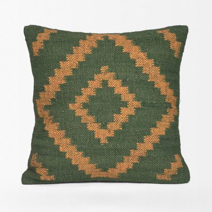 Coussins kilim à diamants verts