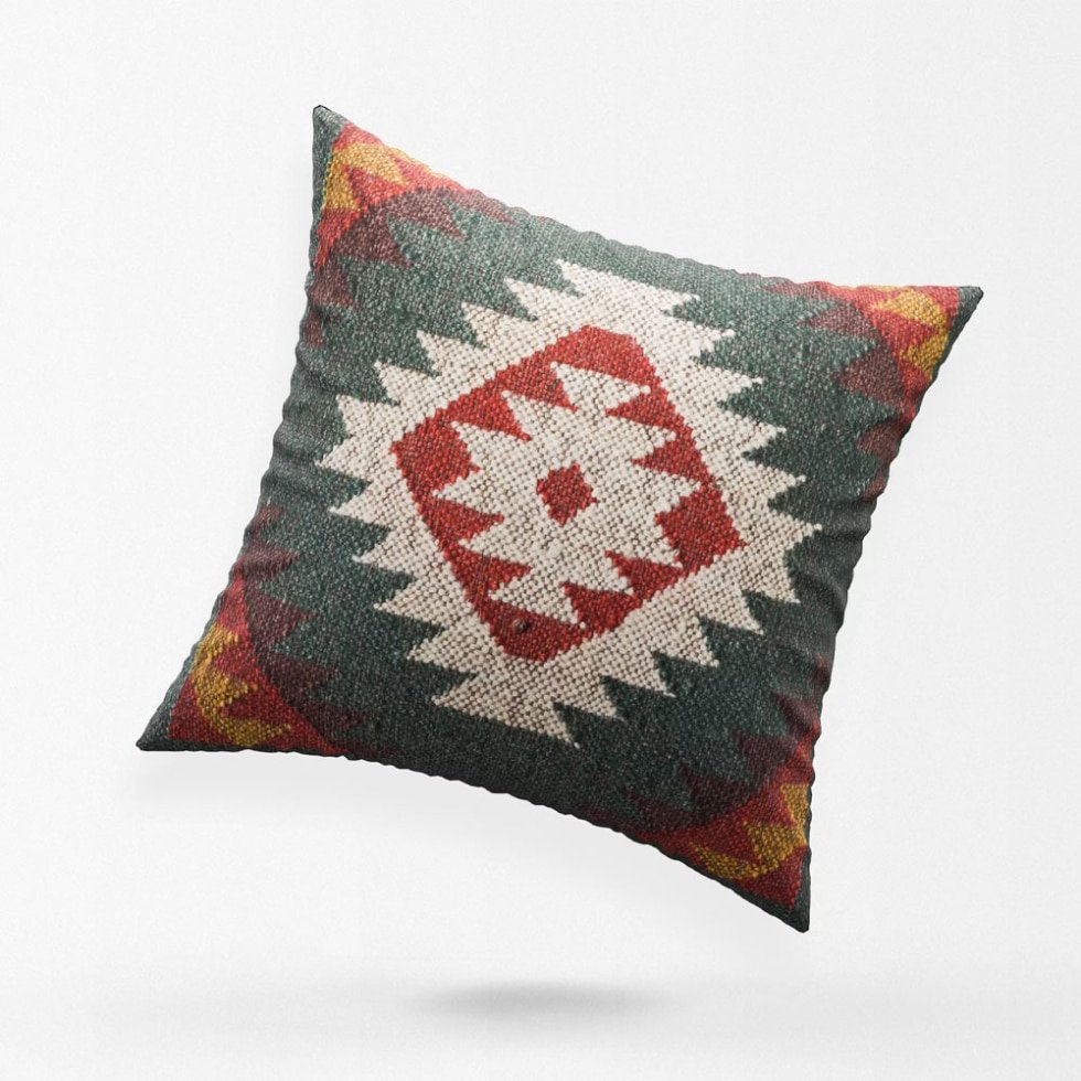 Coussins kilim ornés verts