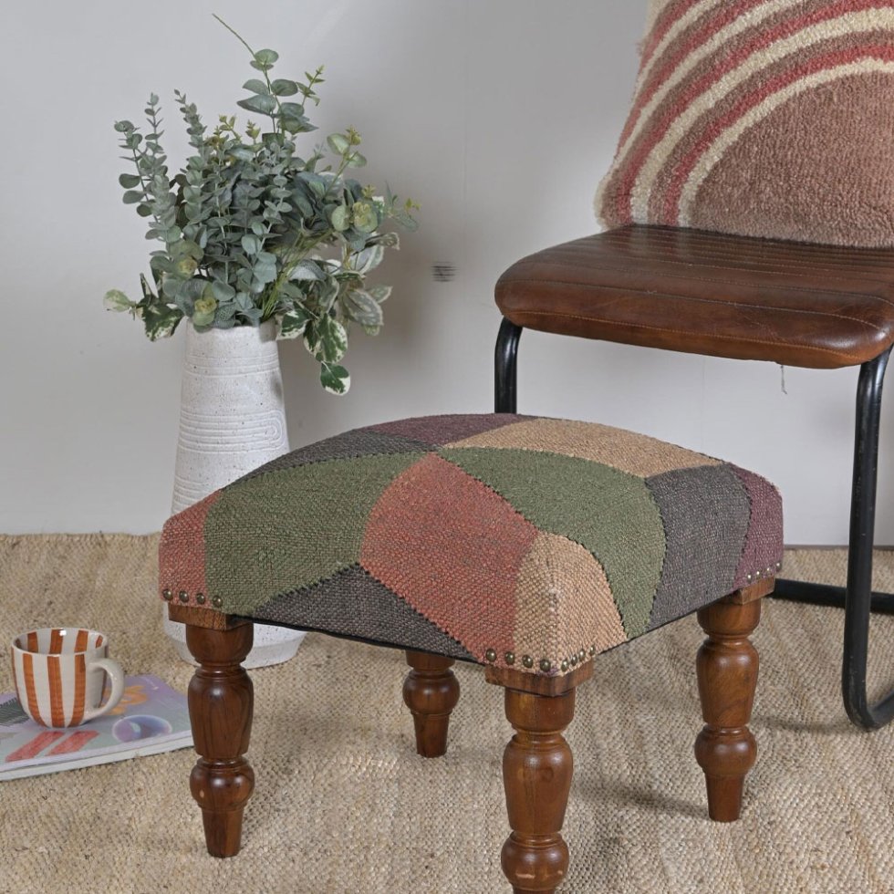 Tabouret pouf rembourré Kilim