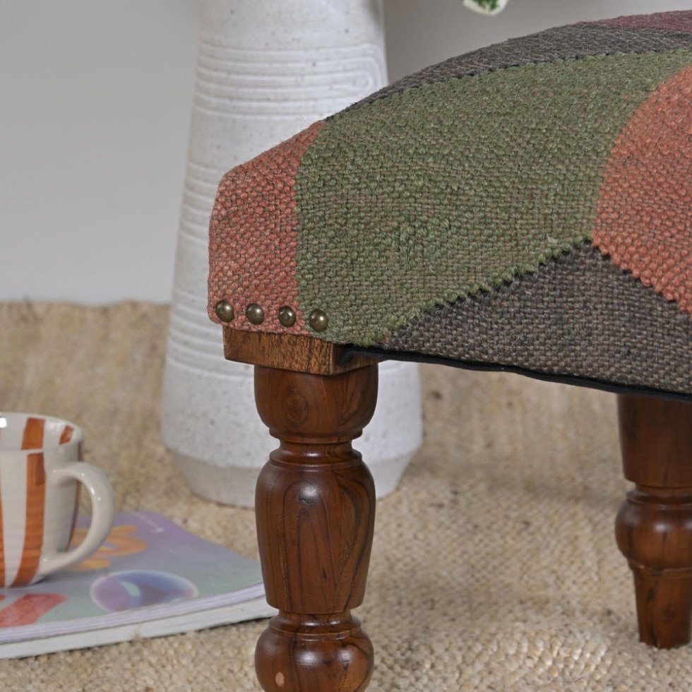 Tabouret pouf rembourré Kilim