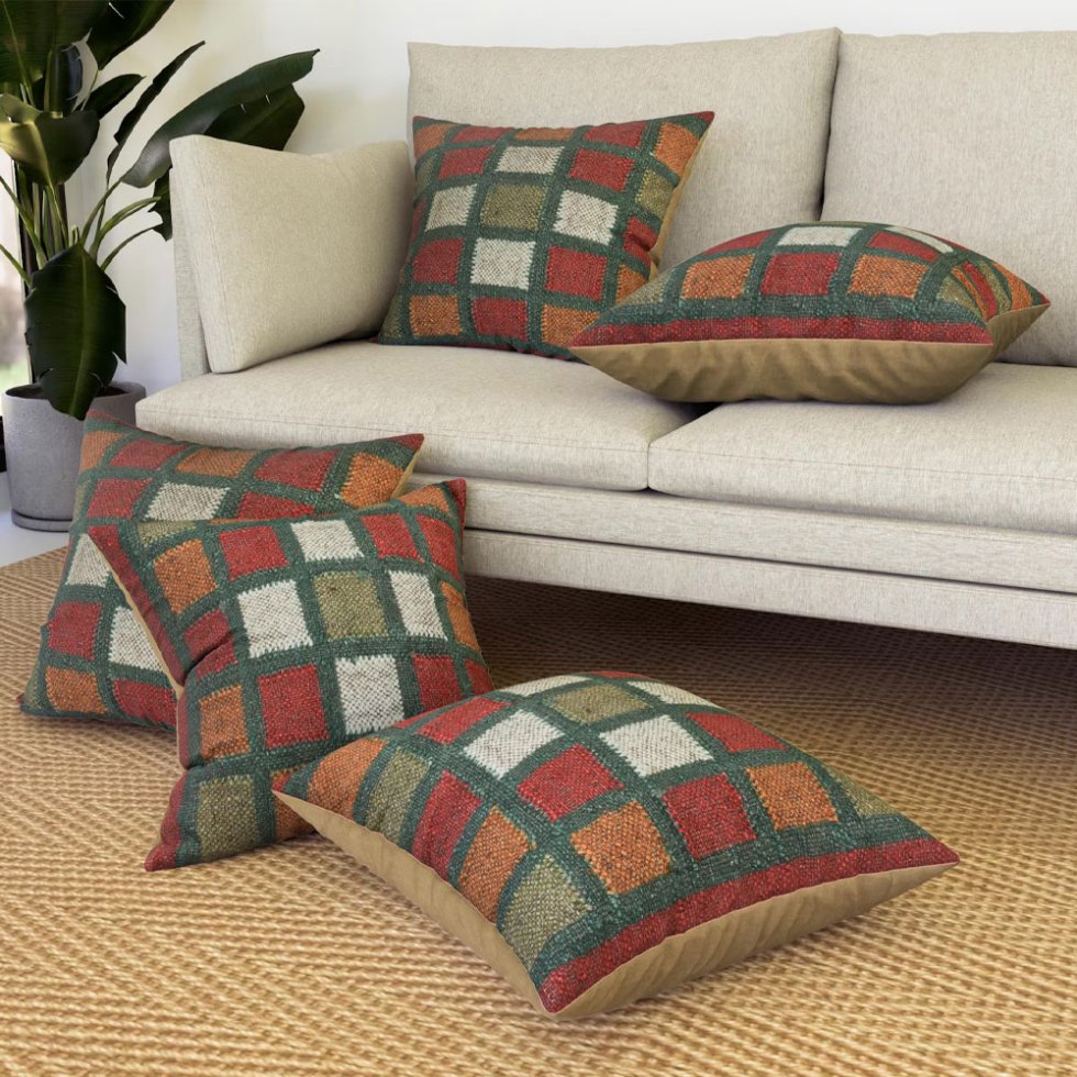 Coussins en kilim à motifs carrés