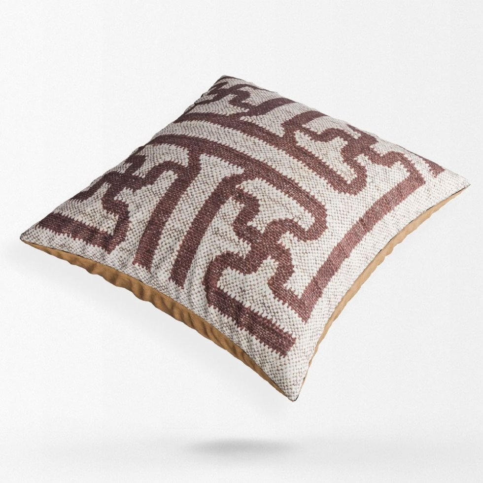 Coussins en kilim blanc et marron